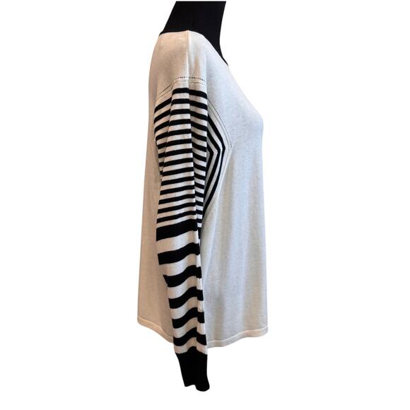 NEW VINCE CAMUTO Antique White Stripe Sleeve Sweater Size XXL - Picture 6 of 8